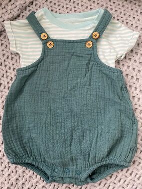 Cat & Jack Babys' Gauze Shortalls Top & Bottom Set